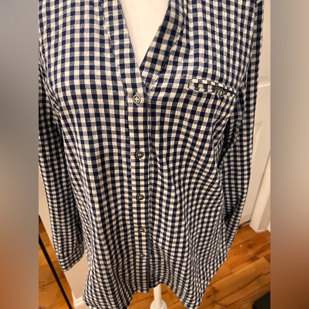 KUT from the kloth M Navy / White Check Button Down - Picture 2 of 11
